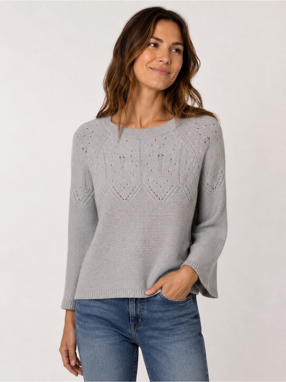 Autumn Cashmere 100% Cashmere Pointelle Knit Sweater – XS